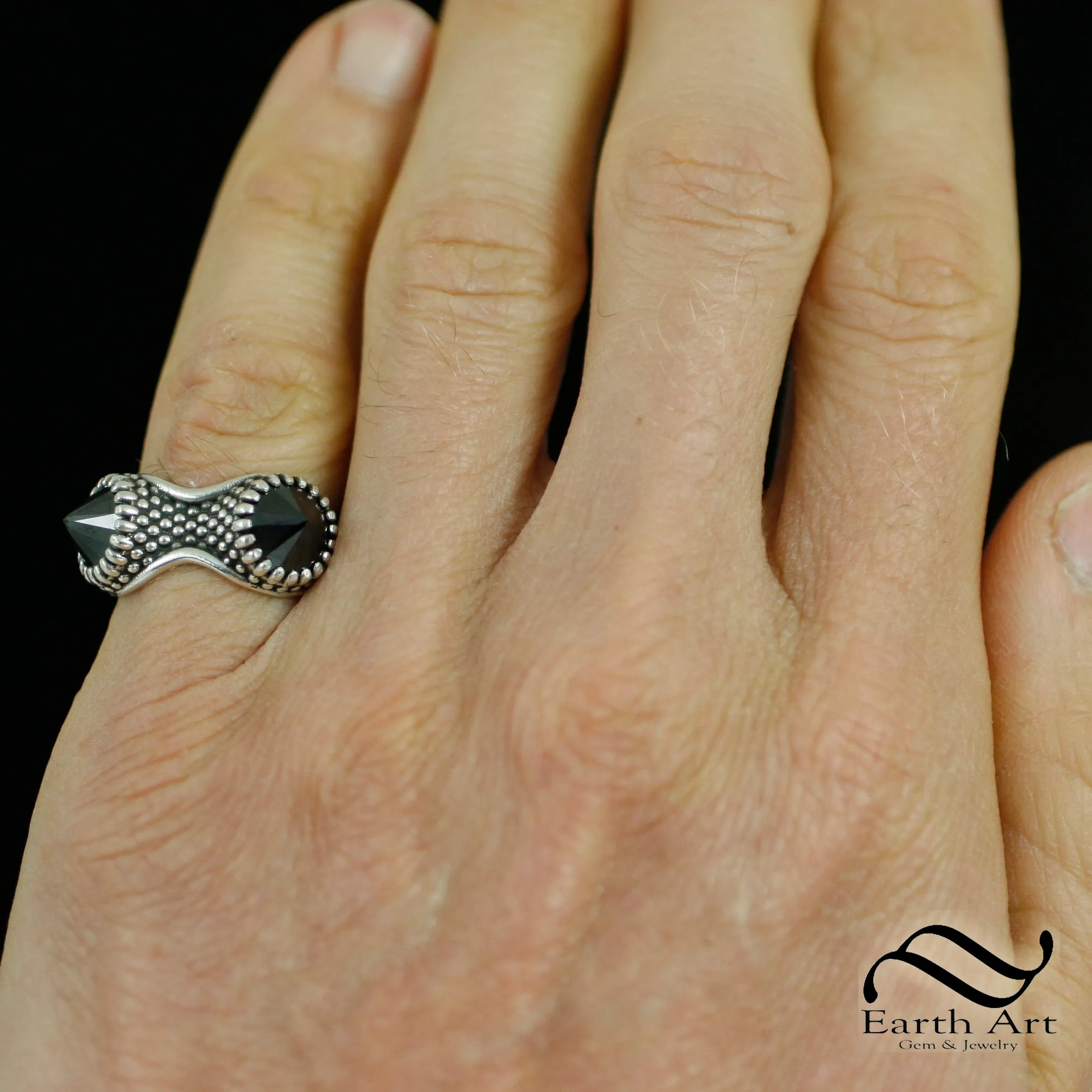 Black Mamba Ring - Sterling and Black CZ