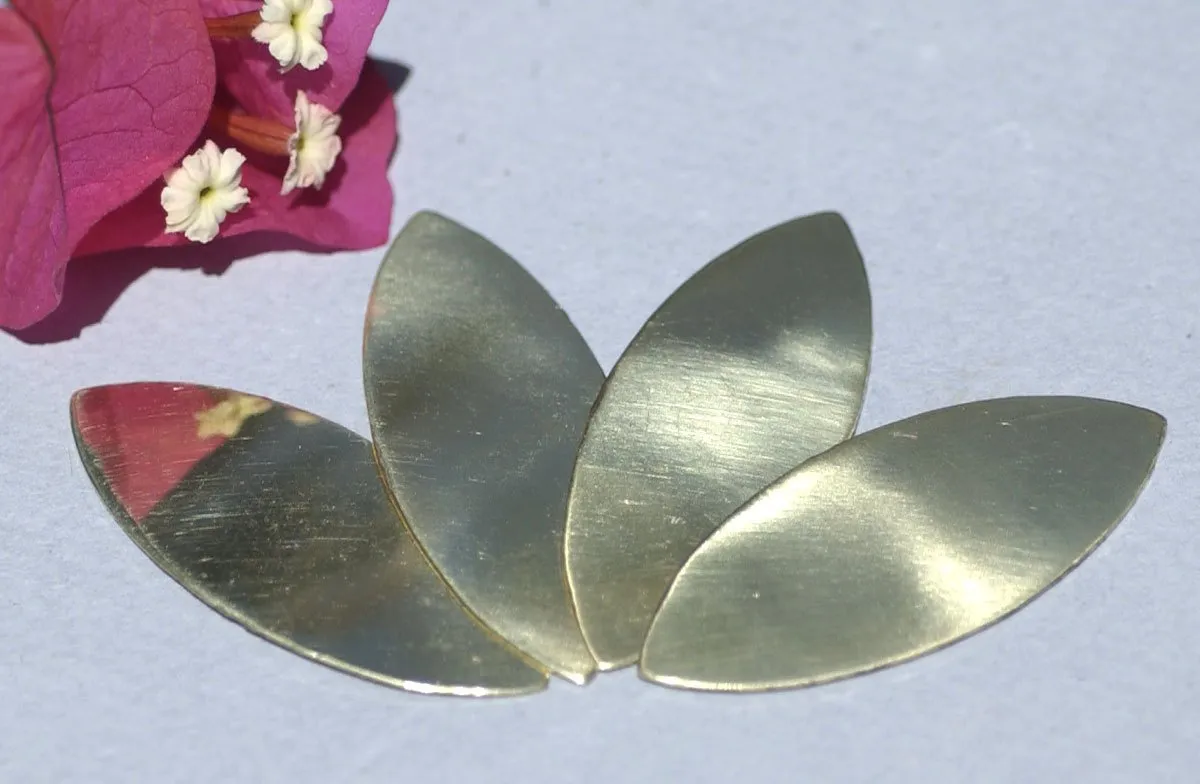 Brass or Bronze Chubby Eye Pointed Oval Blank 49mm x 20mm 20G Shape Cutout for Blanks Stamping Texturing - 4 pieces