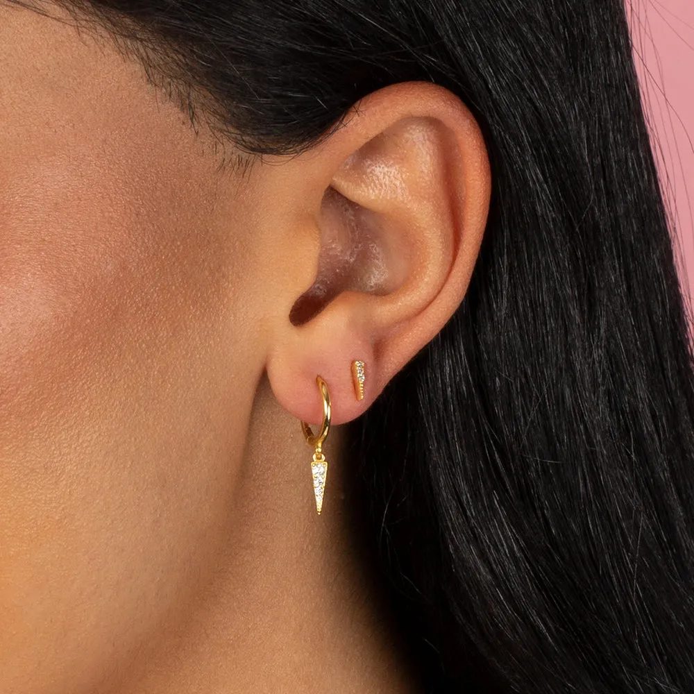 Dangling Pavé Dagger Huggie Earring