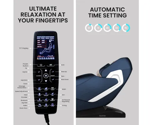 FORTIA Cloud 9 MkII Electric Massage Chair Full Body Zero Gravity with Heat and Bluetooth Navy Blue/Cream