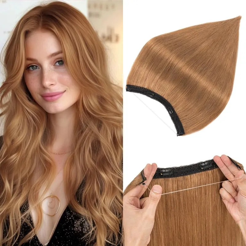 Halo Real Human Hair Extensions With Durable Double Fixation Light Volume