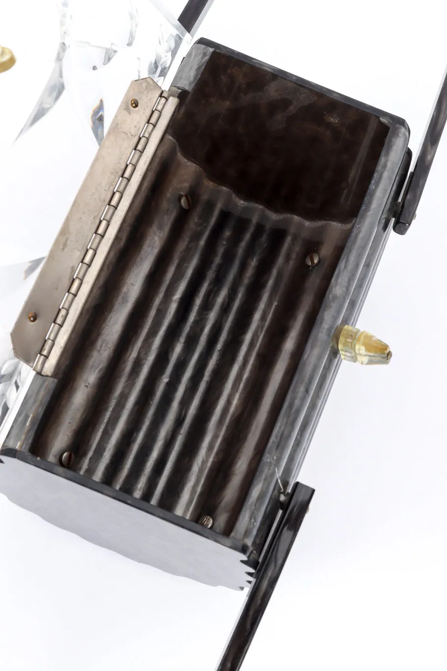 Pearlescent Ribbed Lucite Box Bag