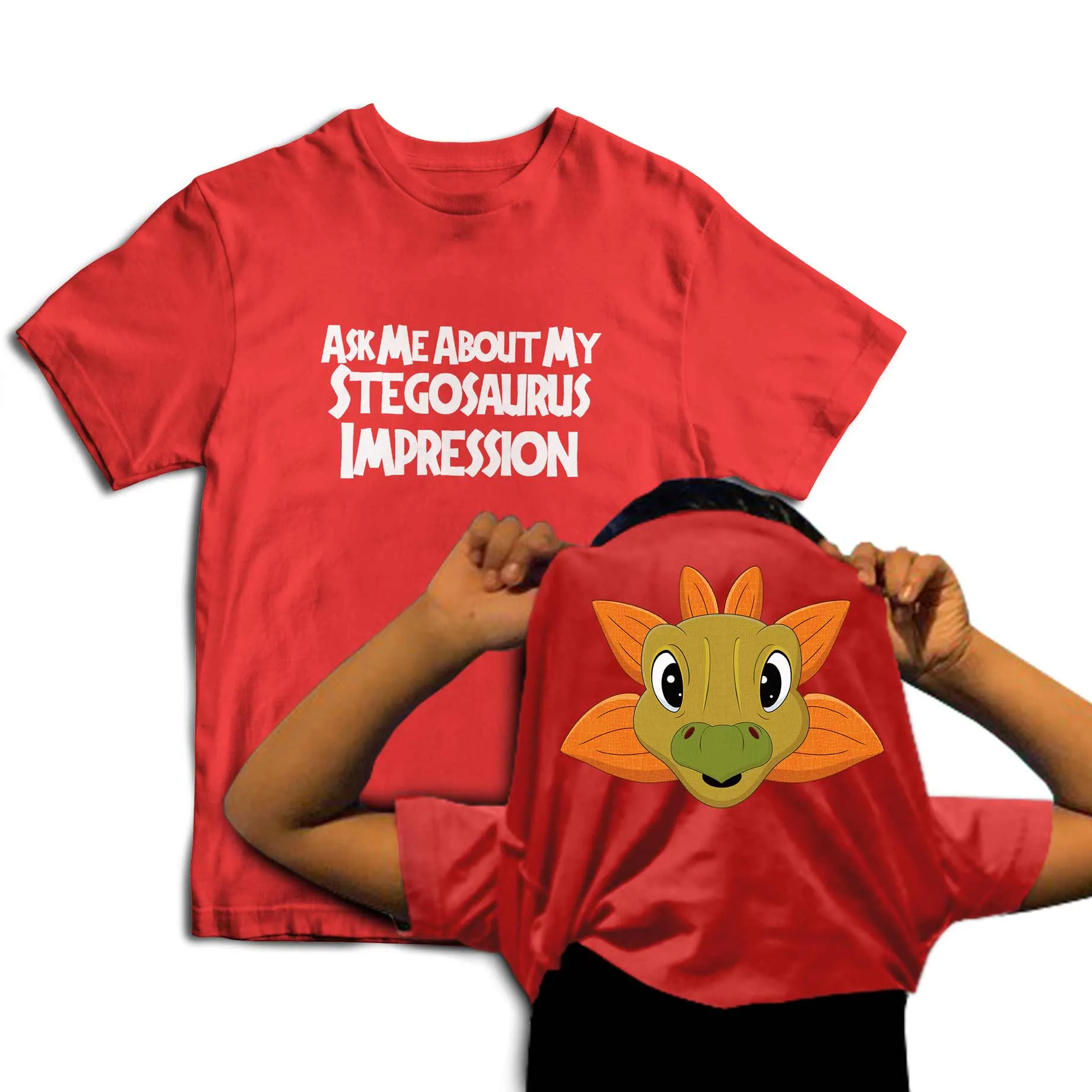 Reality Glitch Ask Me About My Stegosaurus Impression Flip Kids T-Shirt